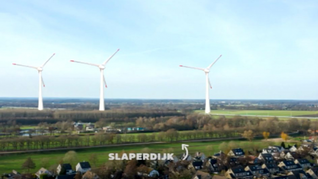 Montagefoto met de te bouwen windmolens in Renswoude - XON
